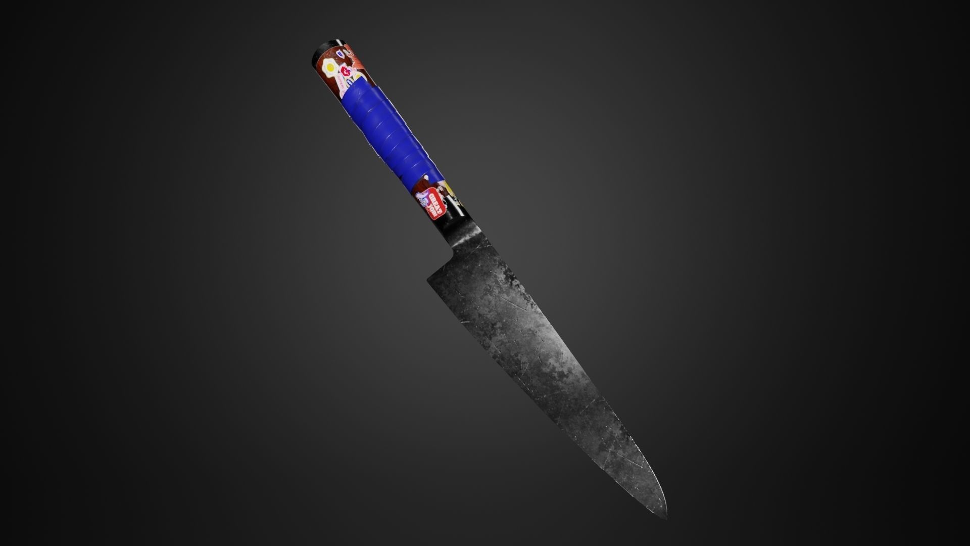 Game-ready Knife with Stickers and Tape Low-poly 3D model_1