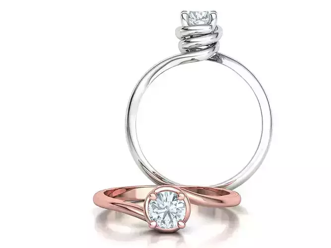 Twisted Solitaire Engagement Ring 3dprint model Half Carat 3D print model