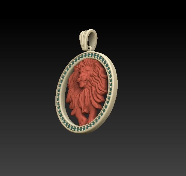 Horoscope Lion Pendant 3D model_2