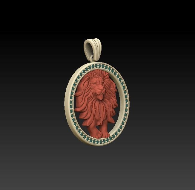 Horoscope Lion Pendant 3D model_1