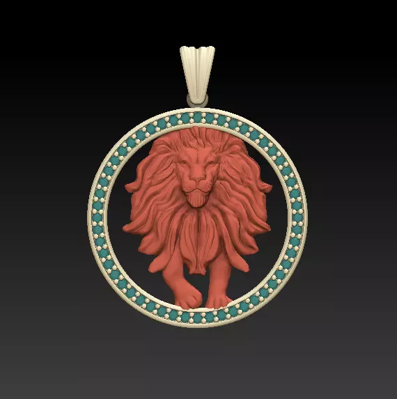 Horoscope Lion Pendant 3D model_0