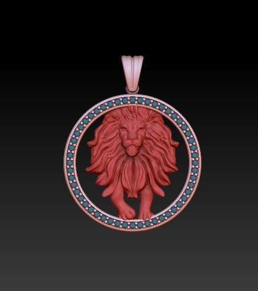 Horoscope Lion Pendant 3D model_4