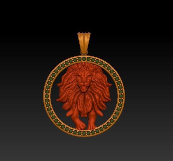 Horoscope Lion Pendant 3D model_5