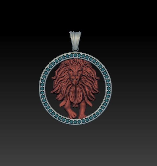 Horoscope Lion Pendant 3D model_3