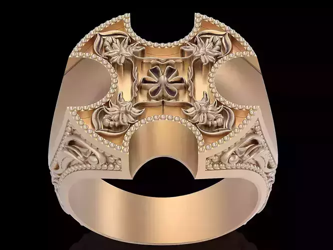 Lux  ring  sterling gold carving printable jewelry 3D model