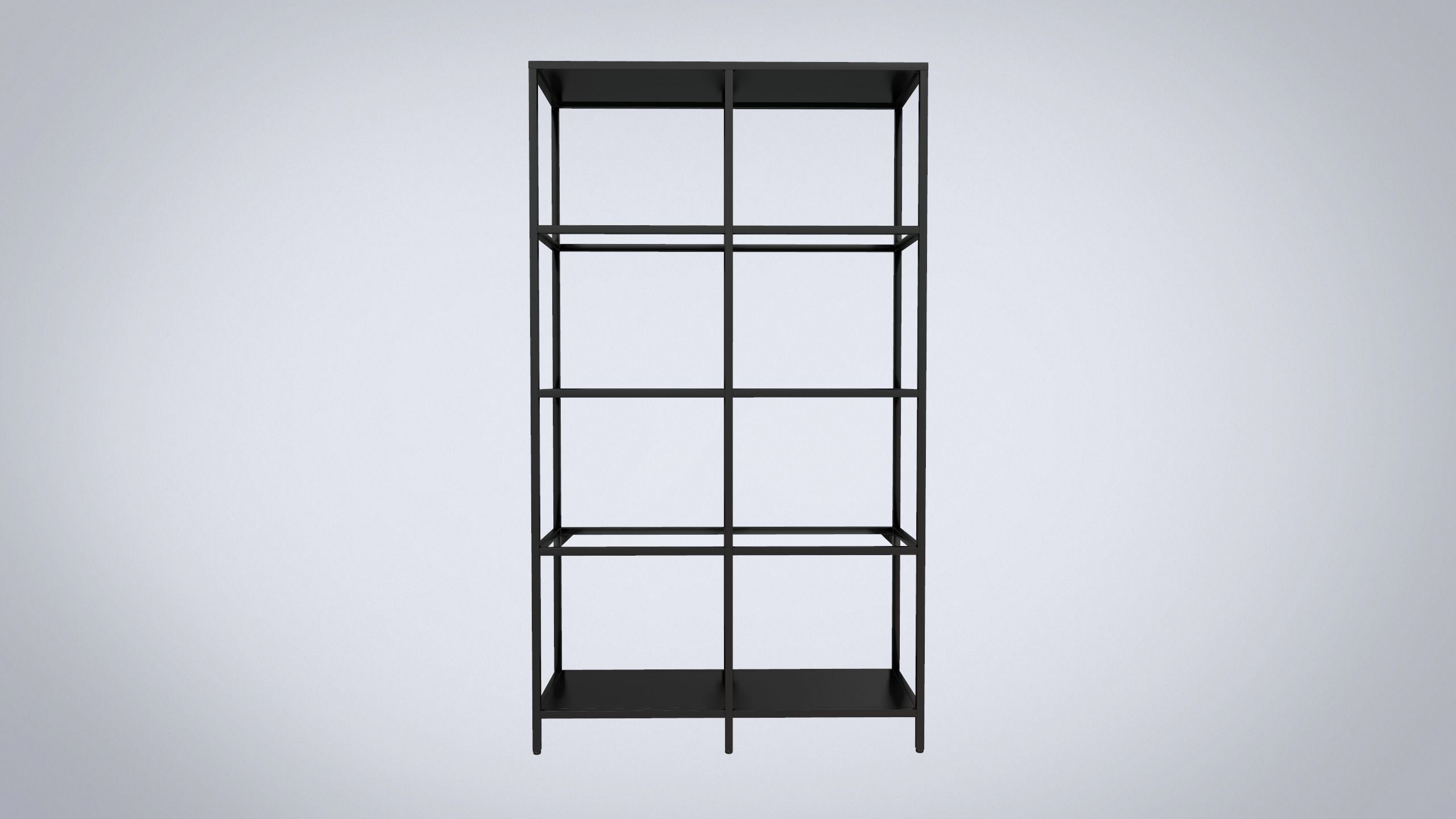 IKEA shelving unit VITTSJO black metal with glass Low-poly 3D model_1