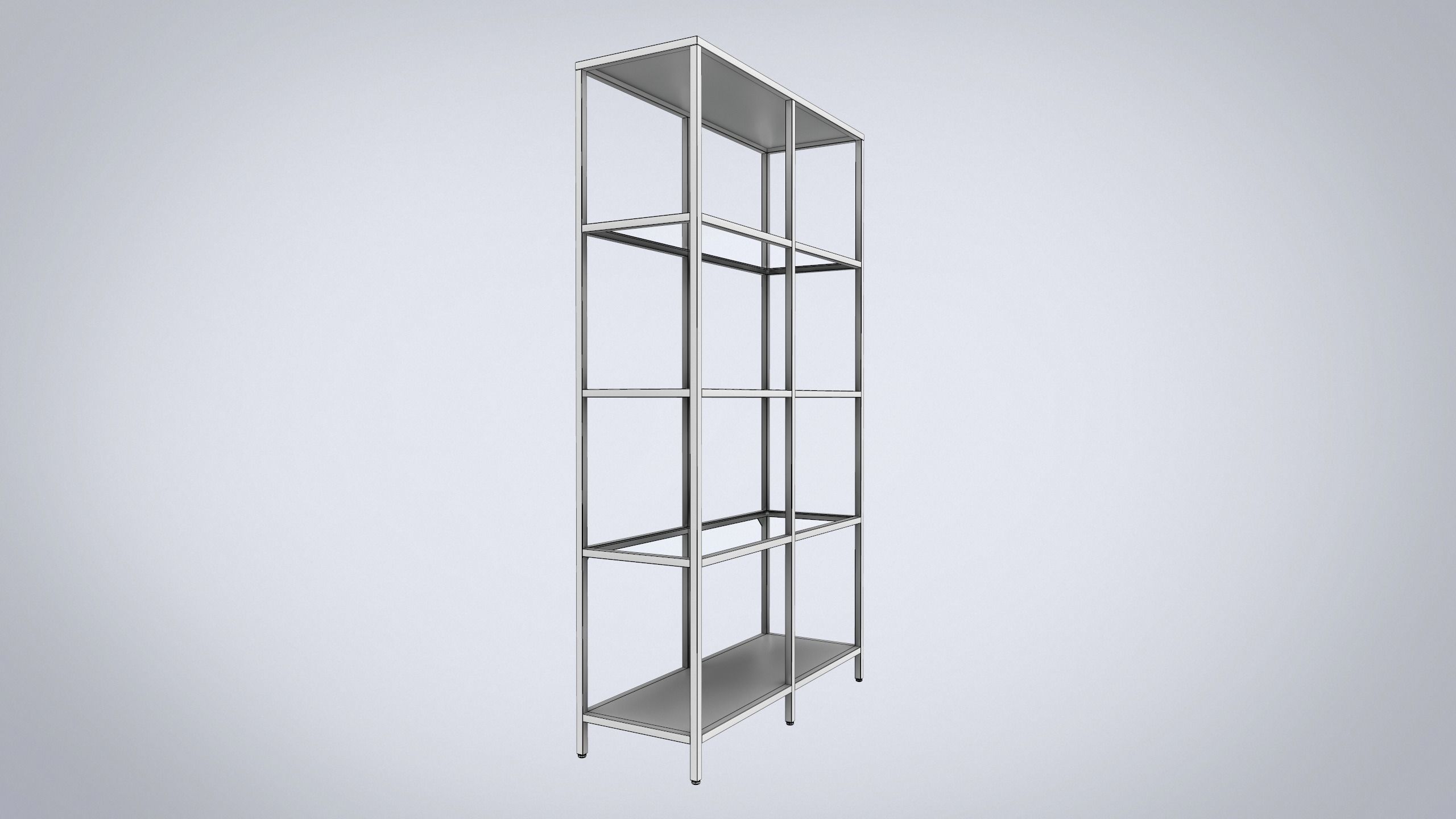 IKEA shelving unit VITTSJO black metal with glass Low-poly 3D model_6