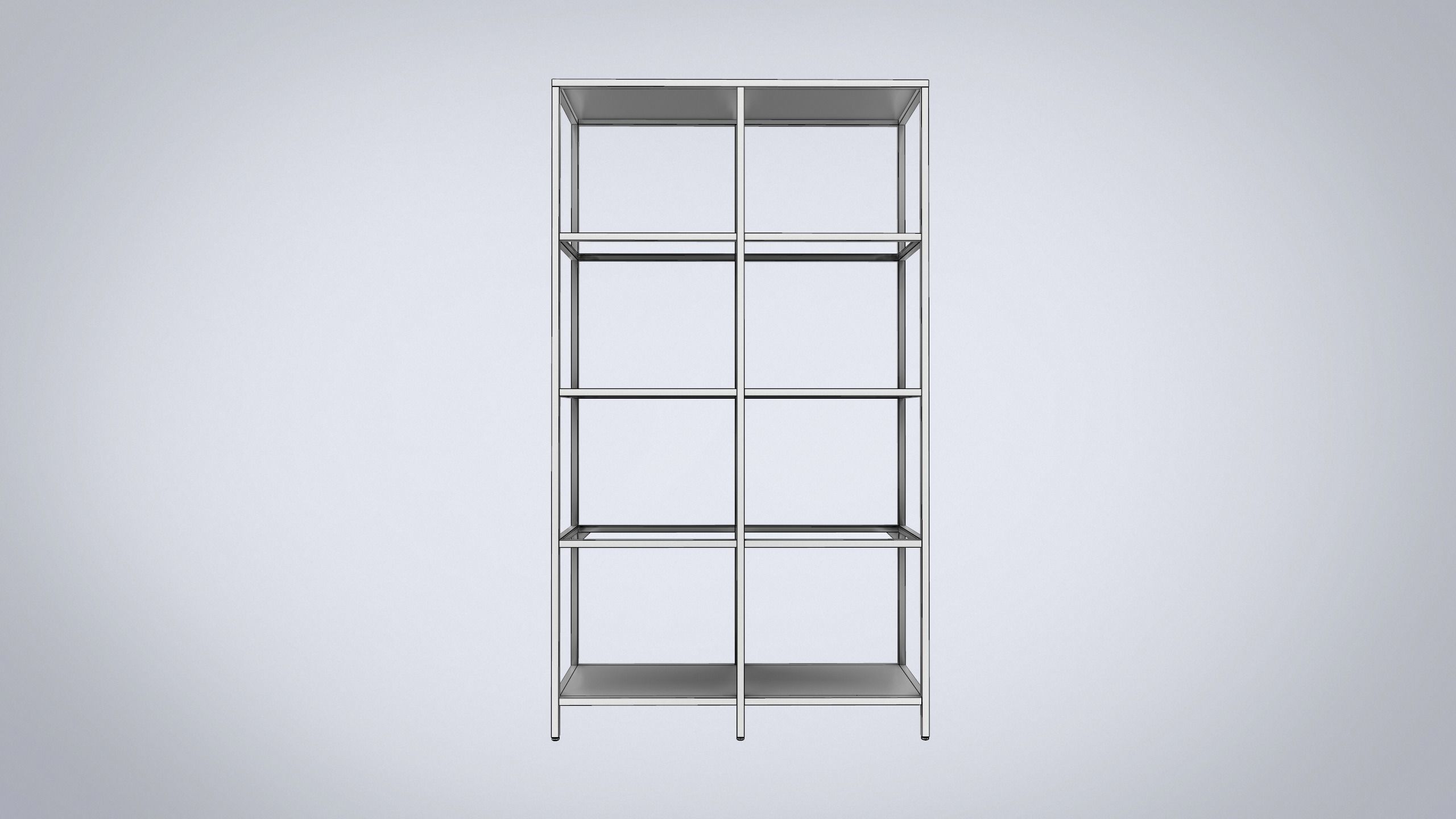 IKEA shelving unit VITTSJO black metal with glass Low-poly 3D model_5