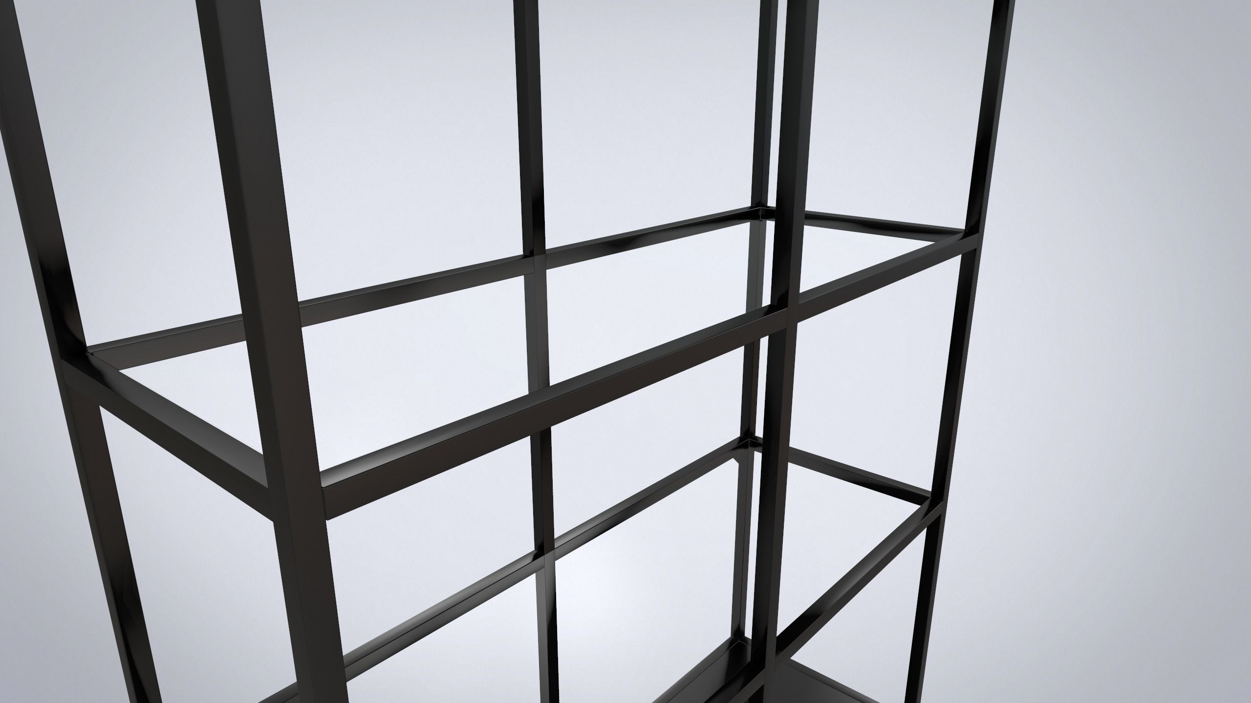 IKEA shelving unit VITTSJO black metal with glass Low-poly 3D model_4