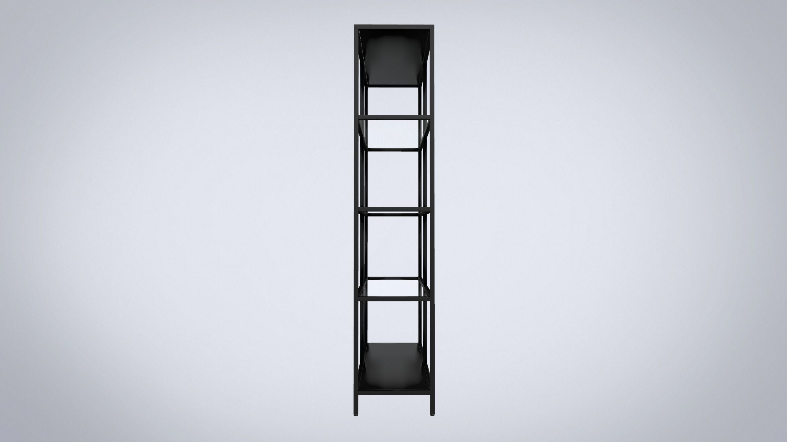 IKEA shelving unit VITTSJO black metal with glass Low-poly 3D model_2