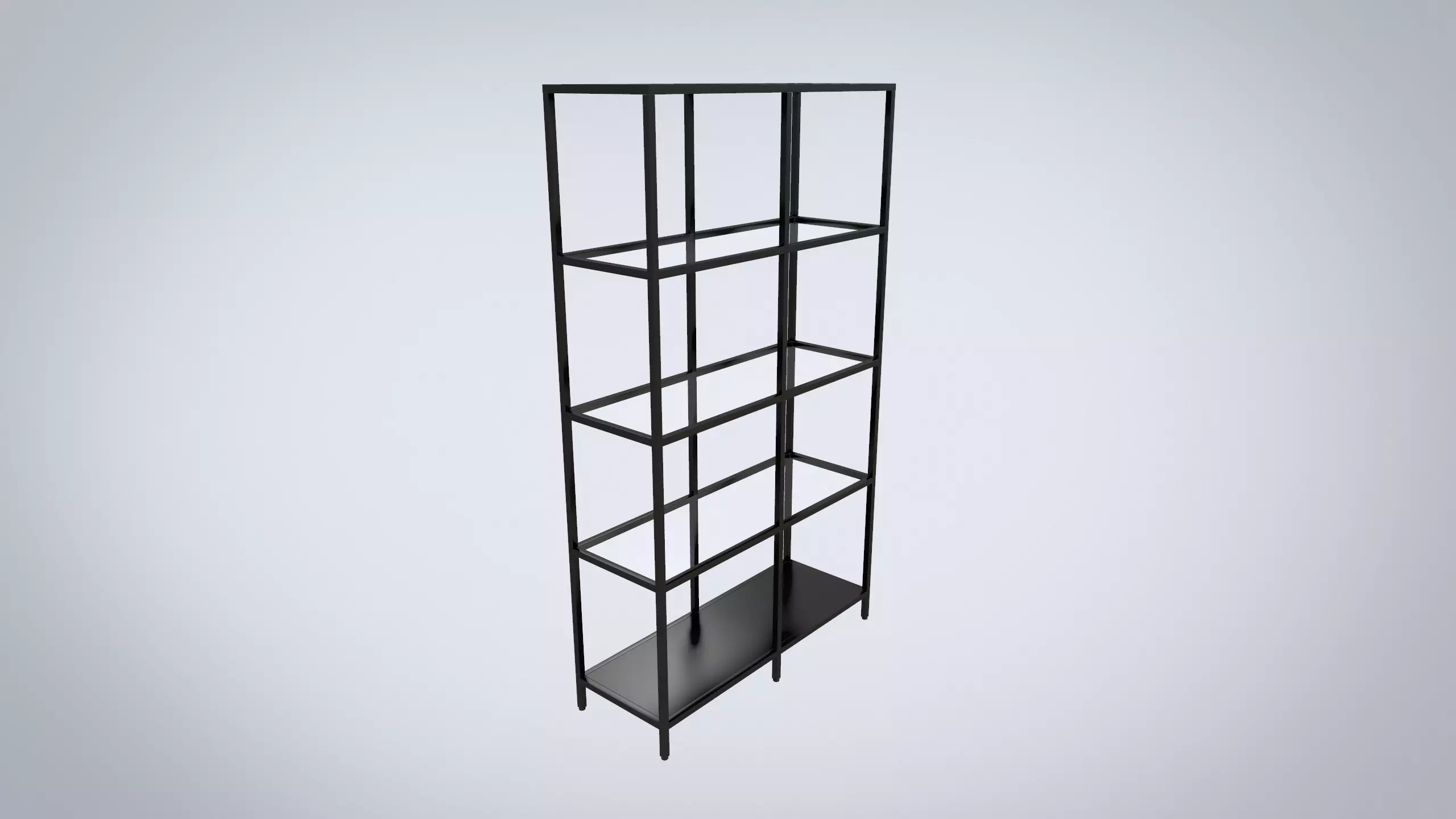 IKEA shelving unit VITTSJO black metal with glass Low-poly 3D model_0