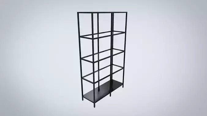 IKEA shelving unit VITTSJO black metal with glass Low-poly 3D model
