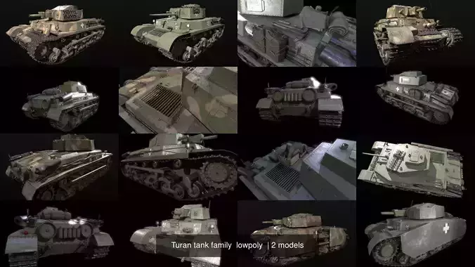 Turan tank family  lowpoly  3D Model Collection