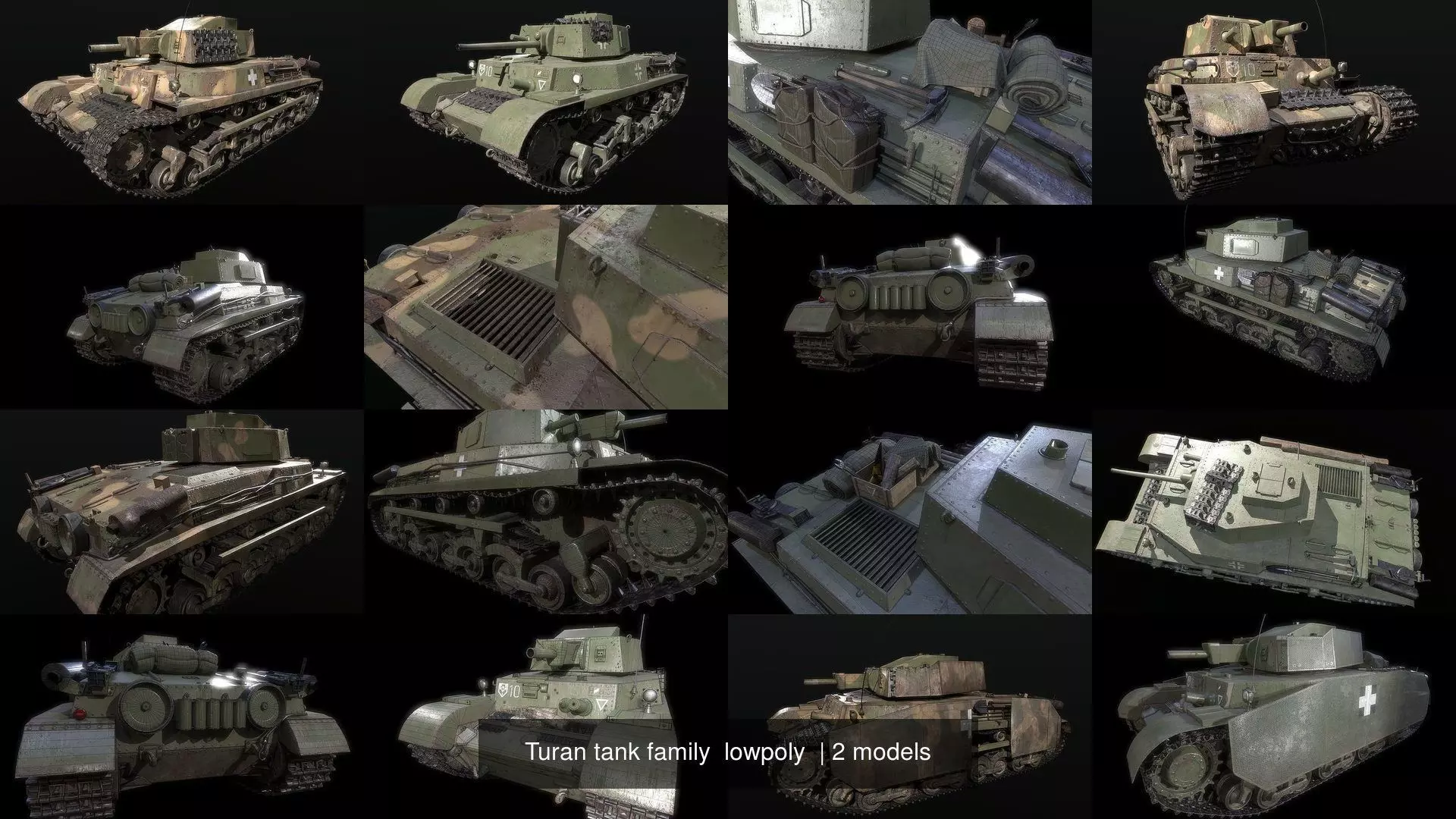 Turan tank family  lowpoly  3D Model Collection_0
