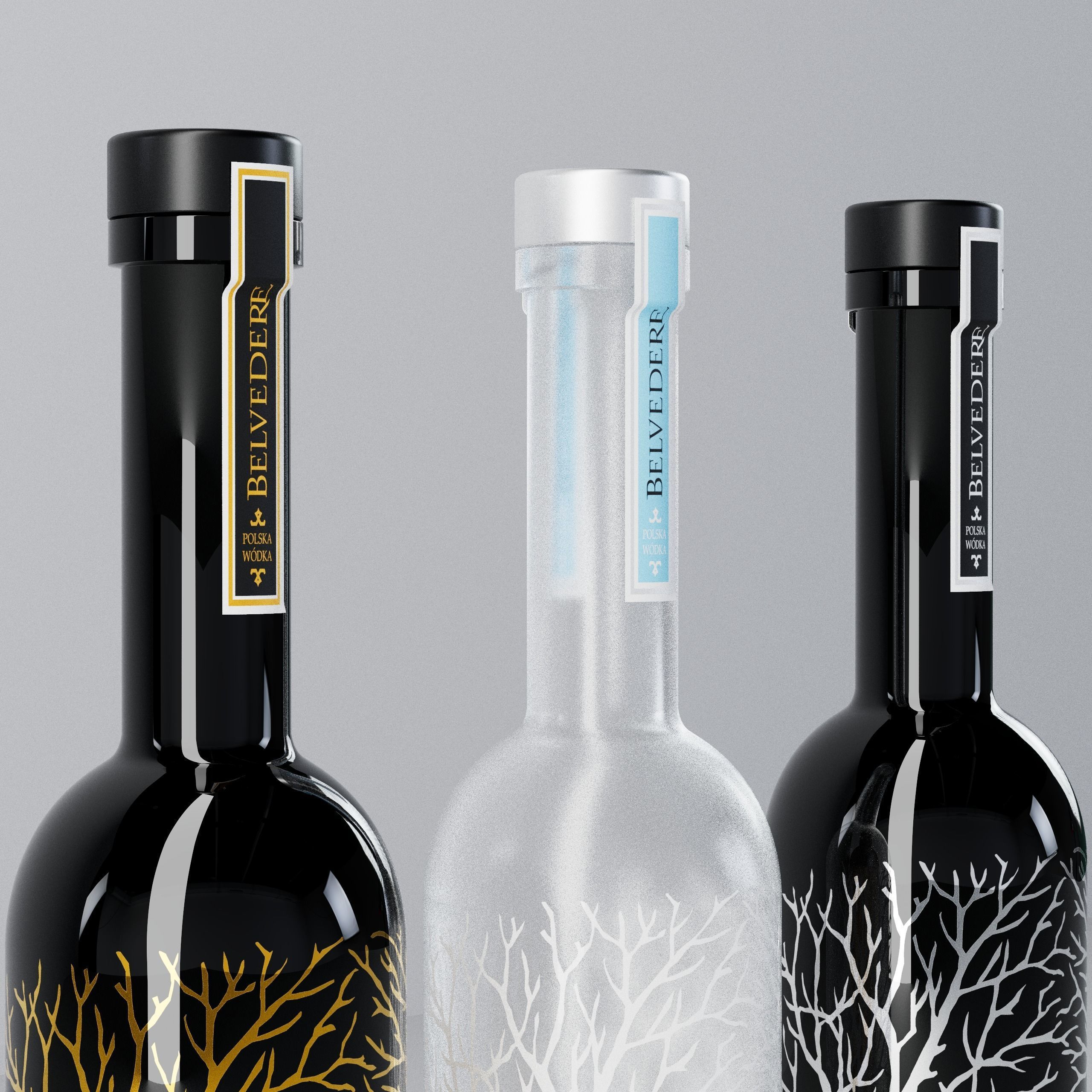 HQ Belvedere Vodka Bottles 3D model_4