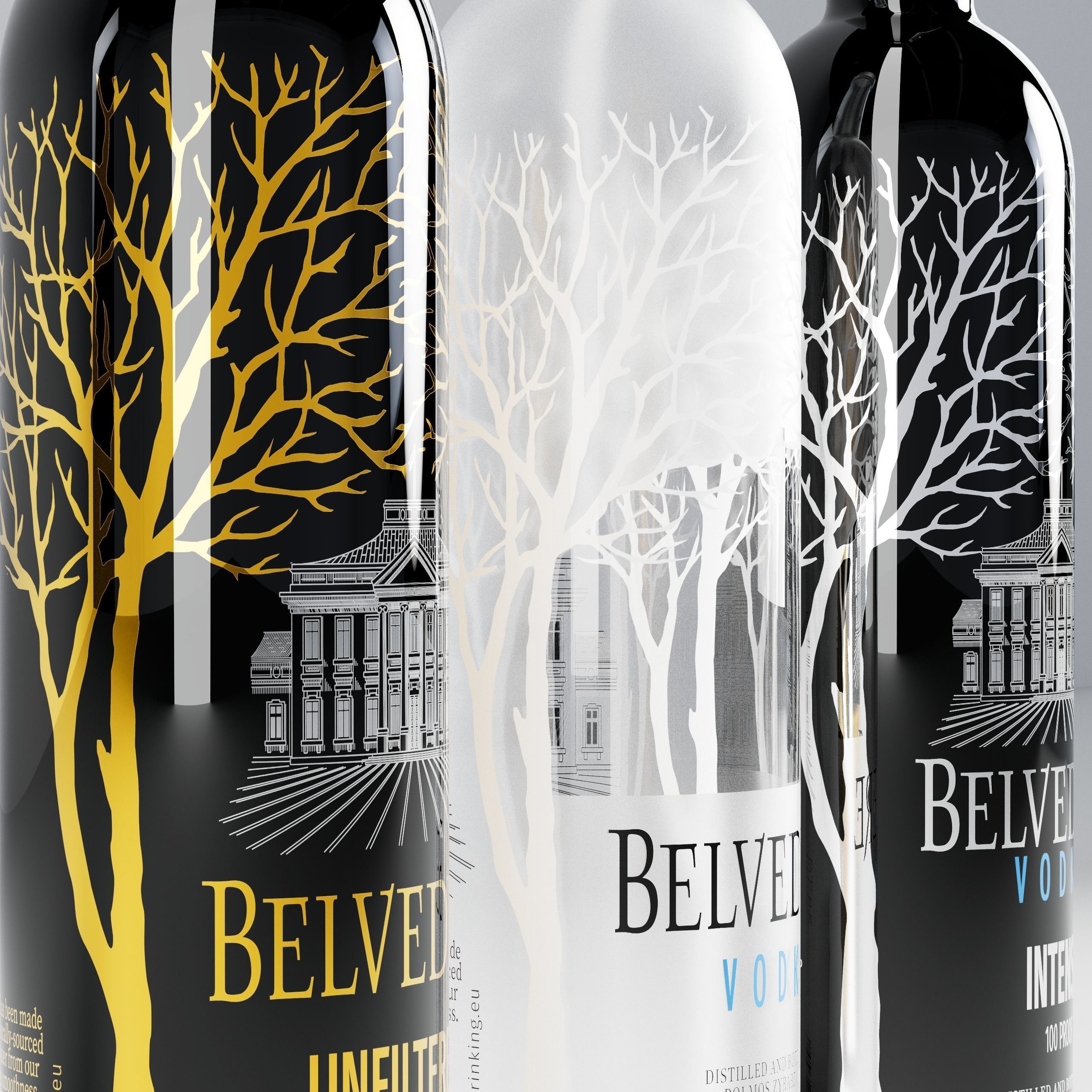 HQ Belvedere Vodka Bottles 3D model_6
