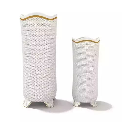 White With Gold Trim Bathroom Service Set