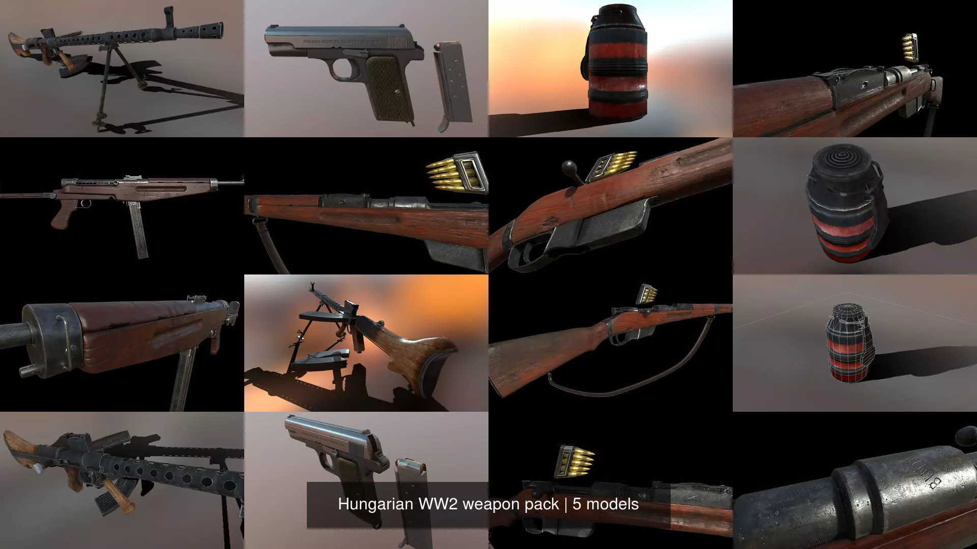 Hungarian WW2 weapon pack 3D Model Collection_0