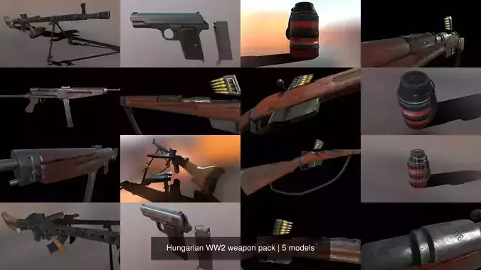 Hungarian WW2 weapon pack 3D Model Collection