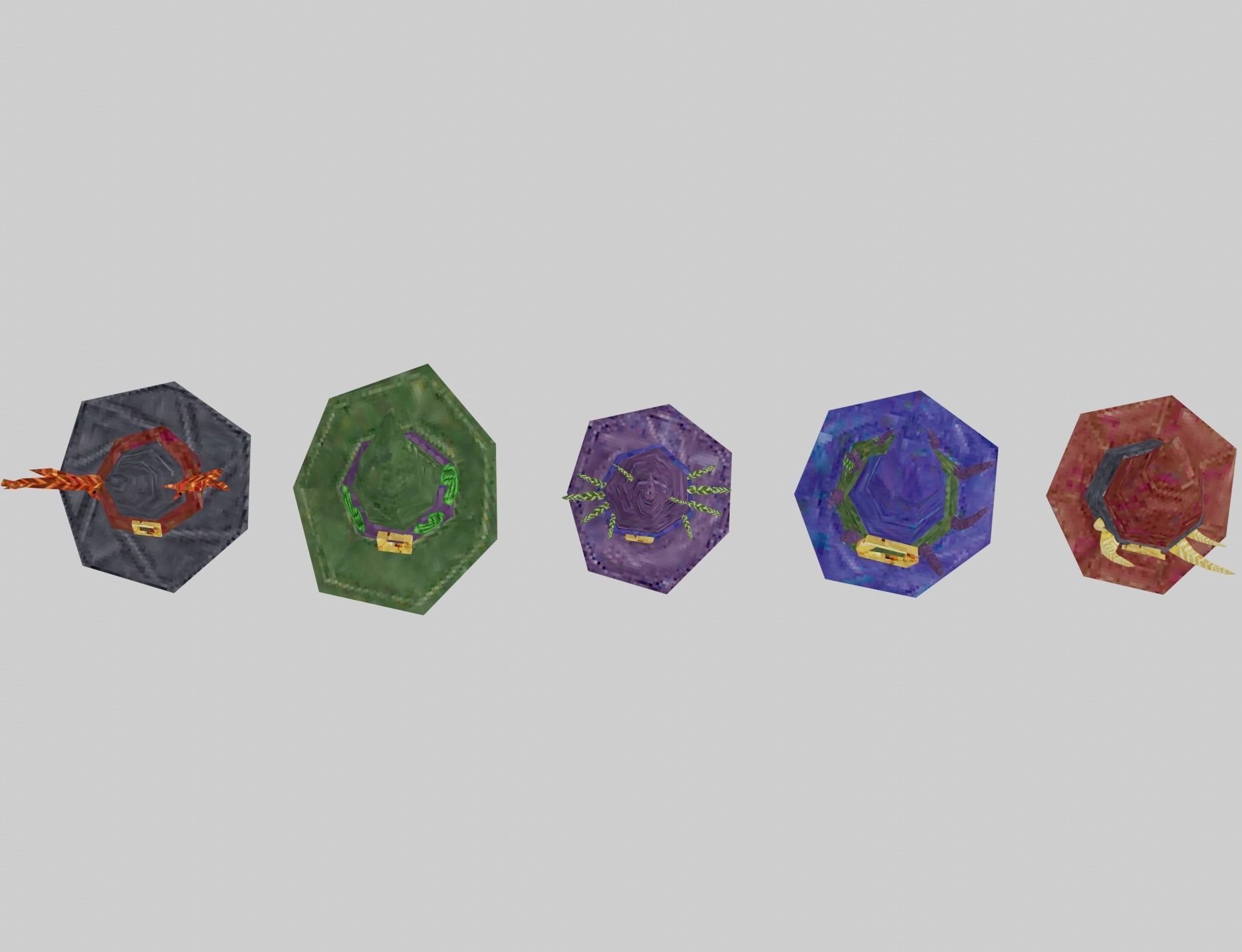 Witch hats small pack ps1 stile Low-poly 3D model_5