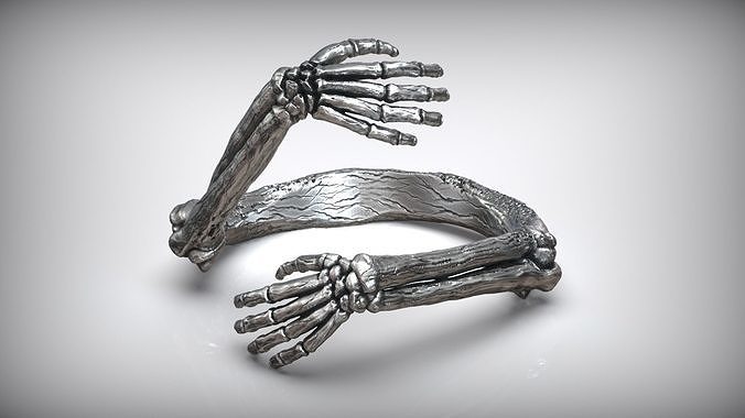 Skeleton Hugged Bone Hands Adjustable Unisex Ring 3D print model