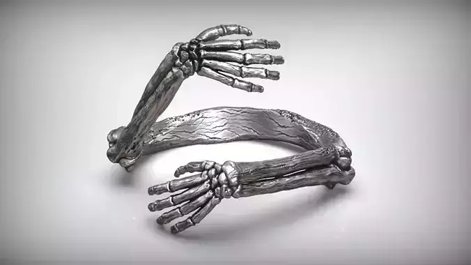 Skeleton Hugged Bone Hands Adjustable Unisex Ring 3D print model