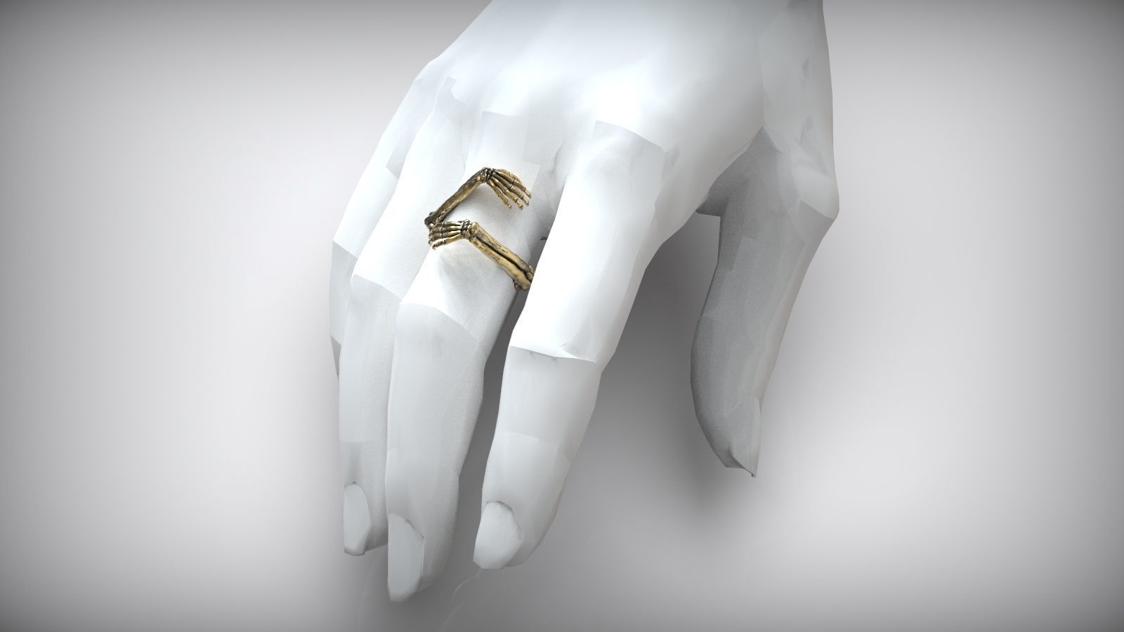 Skeleton Hugged Bone Hands Adjustable Unisex Ring 3D print model_3