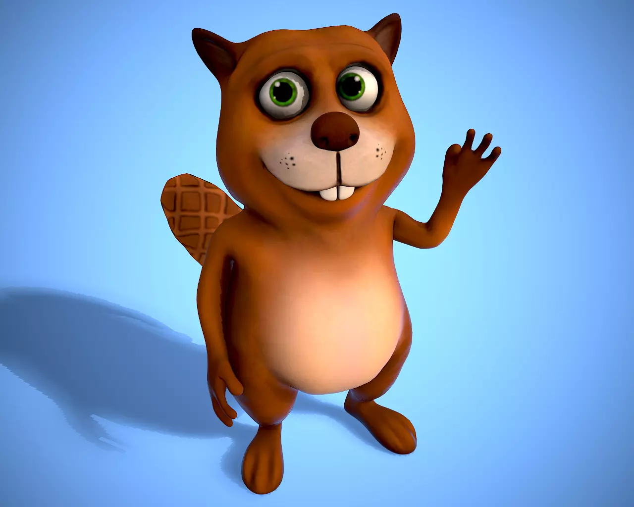 cartoon beaver Low-poly 3D model_0