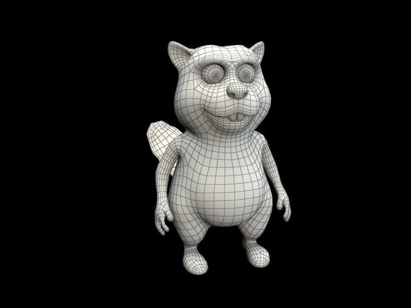 cartoon beaver Low-poly 3D model_11