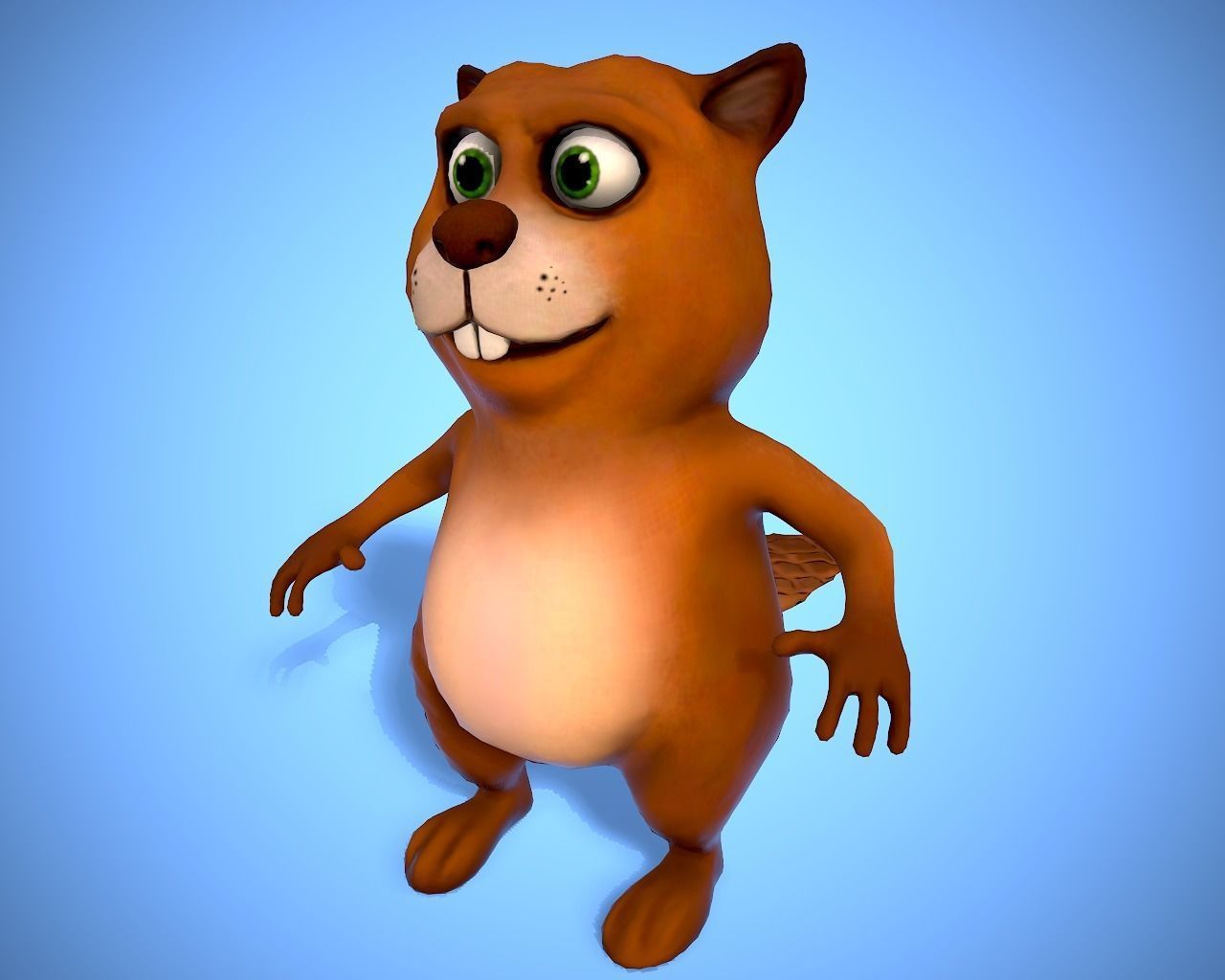 cartoon beaver Low-poly 3D model_10