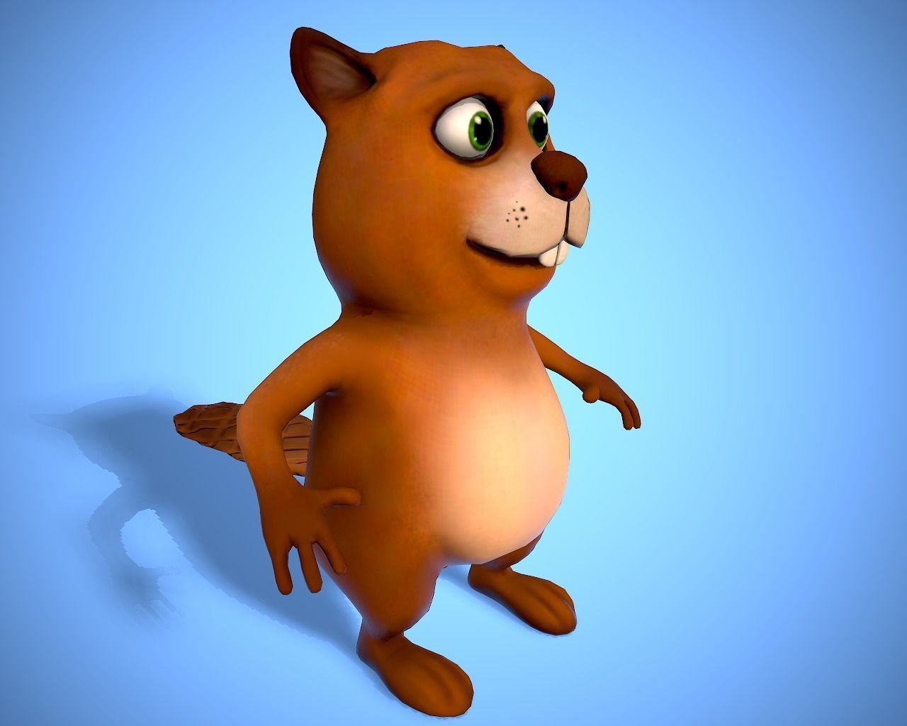 cartoon beaver Low-poly 3D model_4