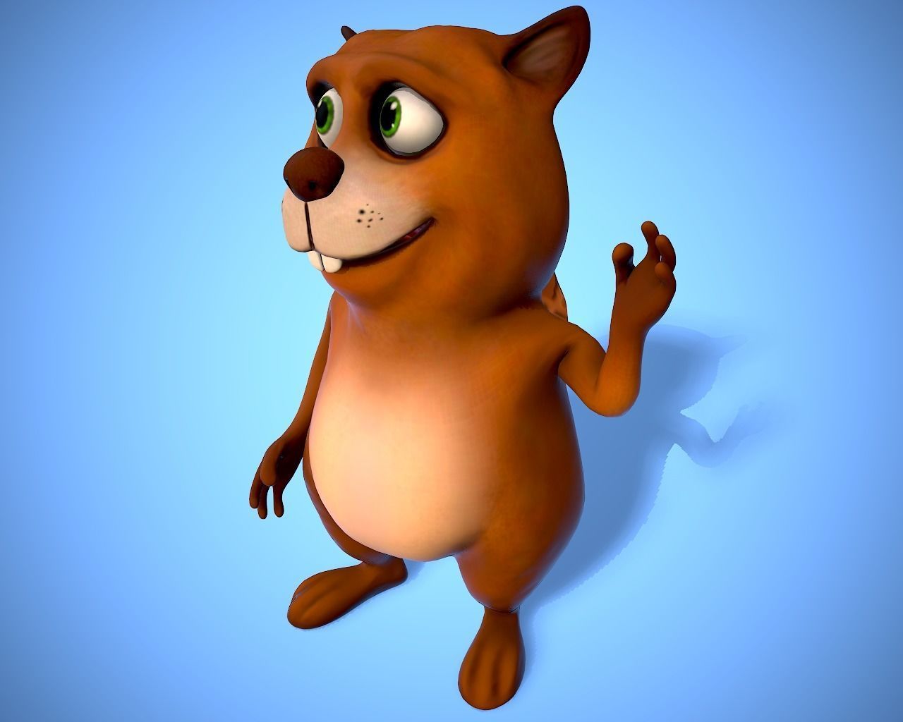 cartoon beaver Low-poly 3D model_2
