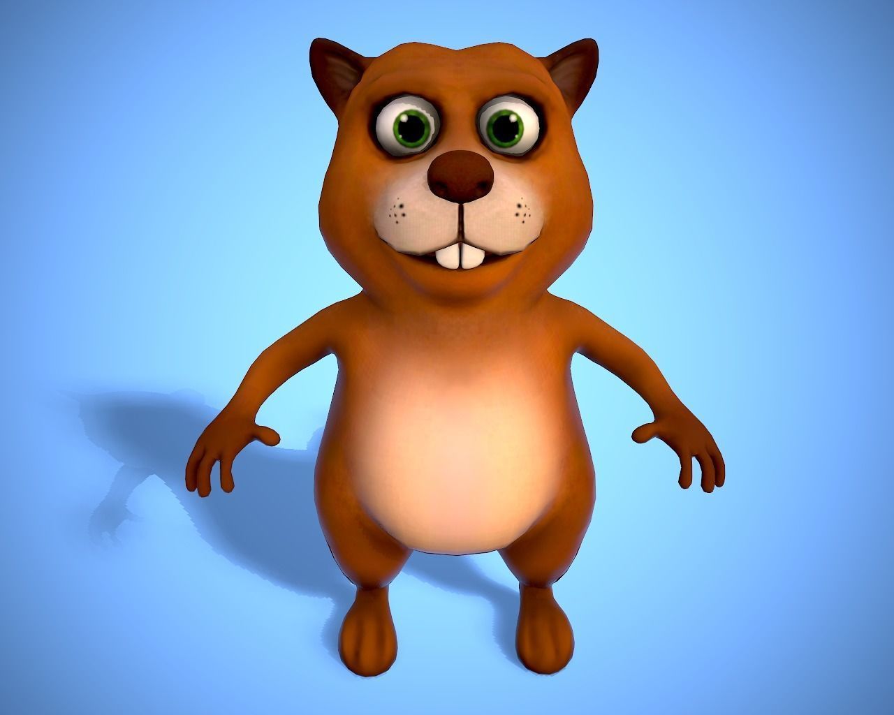cartoon beaver Low-poly 3D model_3
