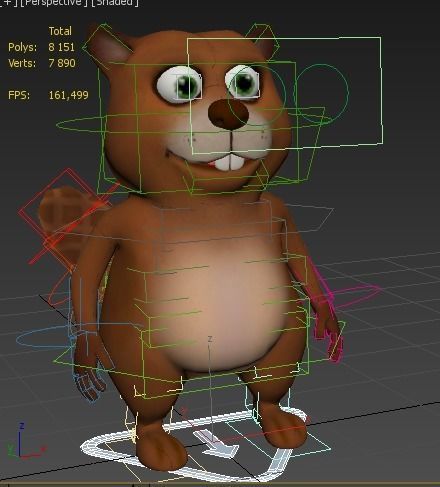 cartoon beaver Low-poly 3D model_13