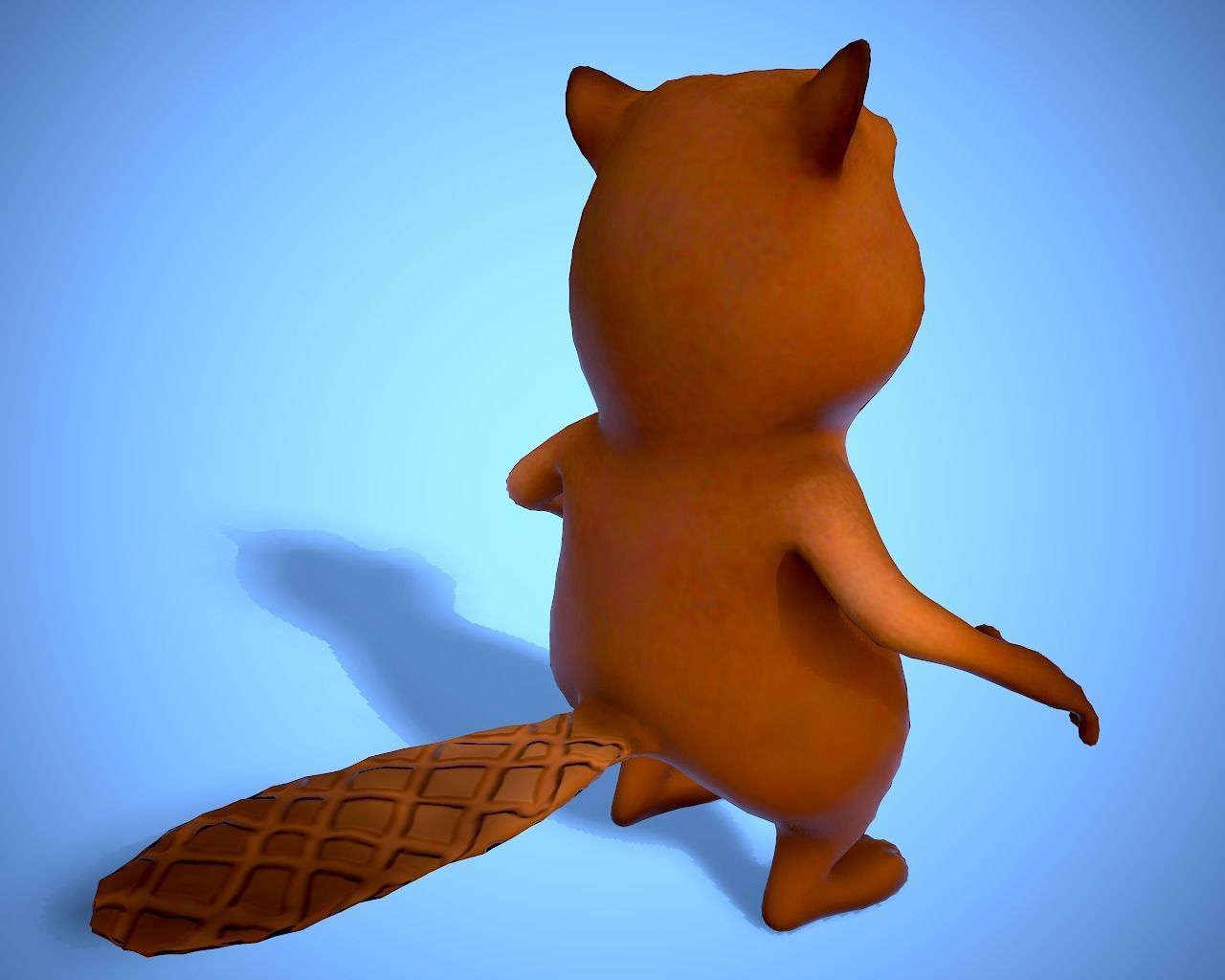 cartoon beaver Low-poly 3D model_6