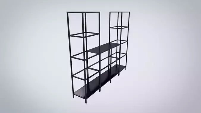 IKEA storage combination VITTSJO black metal with glass Low-poly 3D model