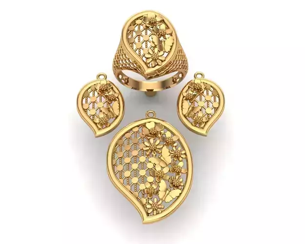 Jewelry gold - plated set 3D print model