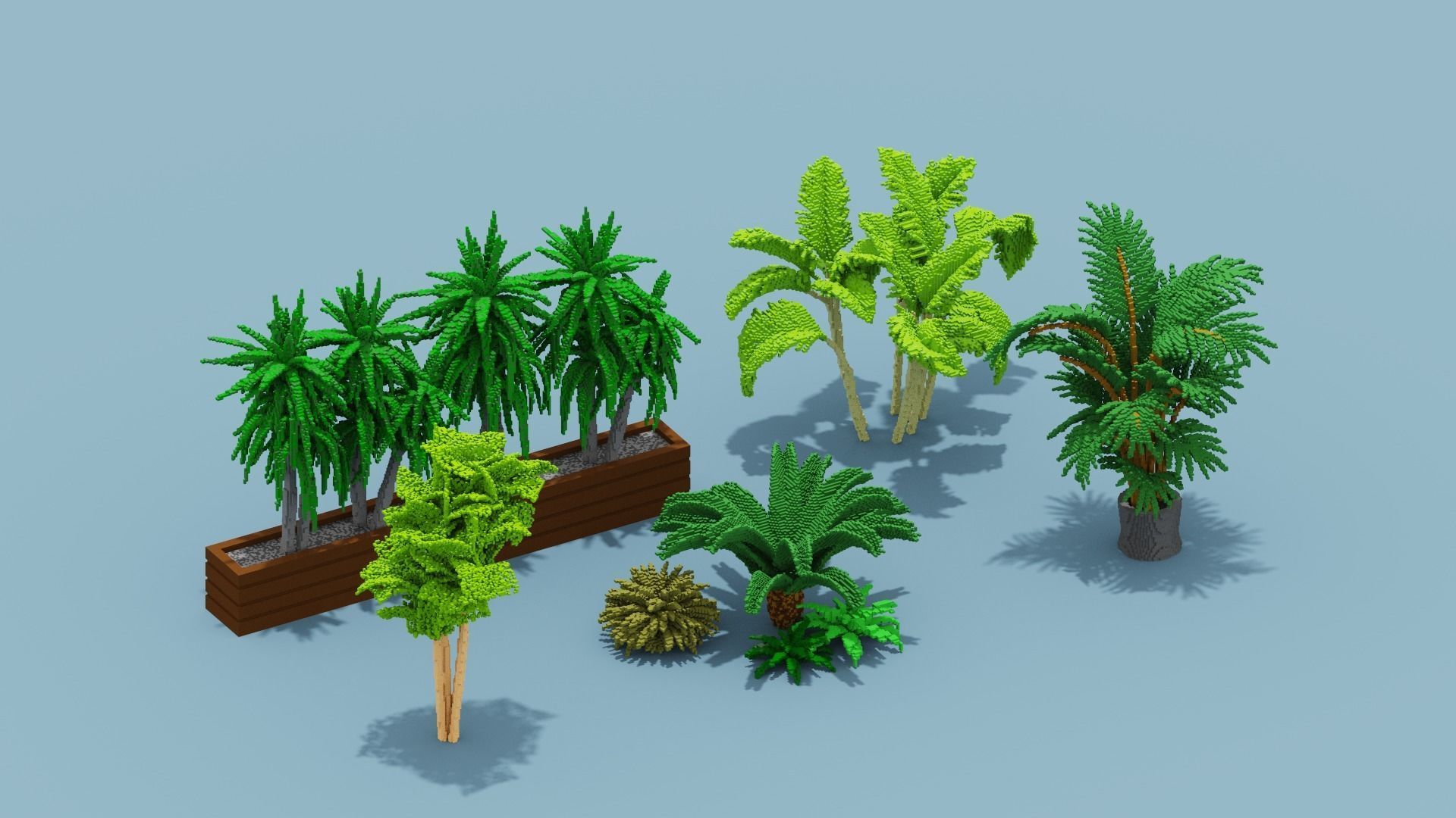 Voxel Plants Collection Low-poly 3D model_1