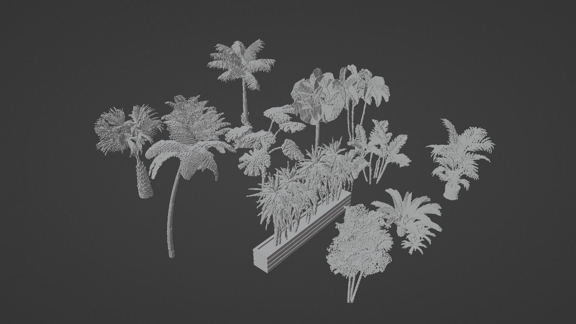 Voxel Plants Collection Low-poly 3D model_5