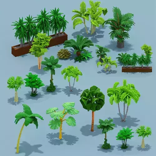 Voxel Plants Collection Low-poly 3D model