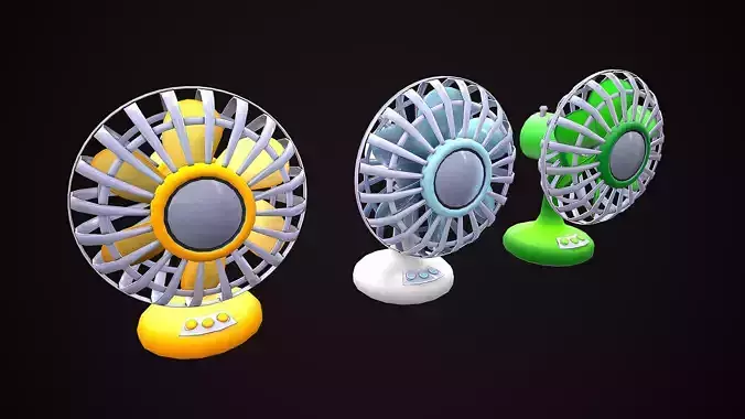 SMALL FAN CARTOON STYLIZED SUMMER Low-poly 3D model
