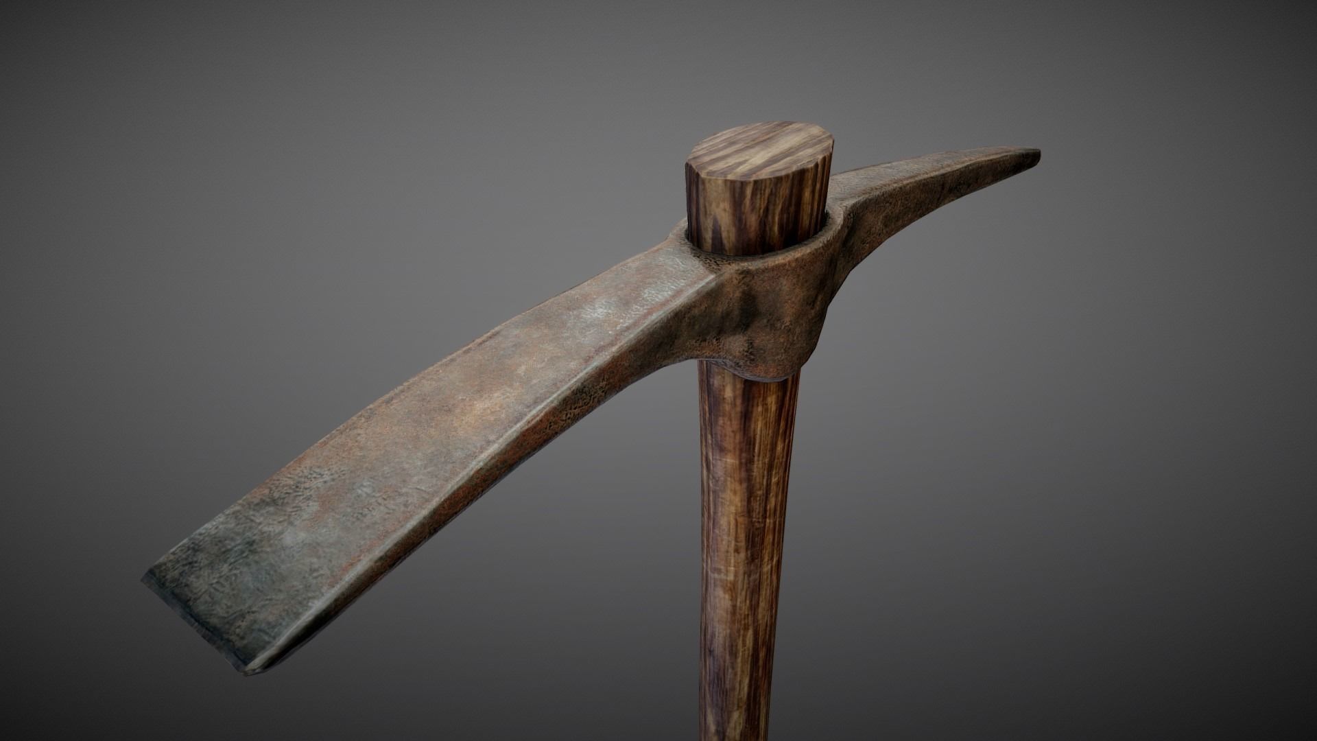 Worn Rusty Pickaxe Low-poly 3D model_4