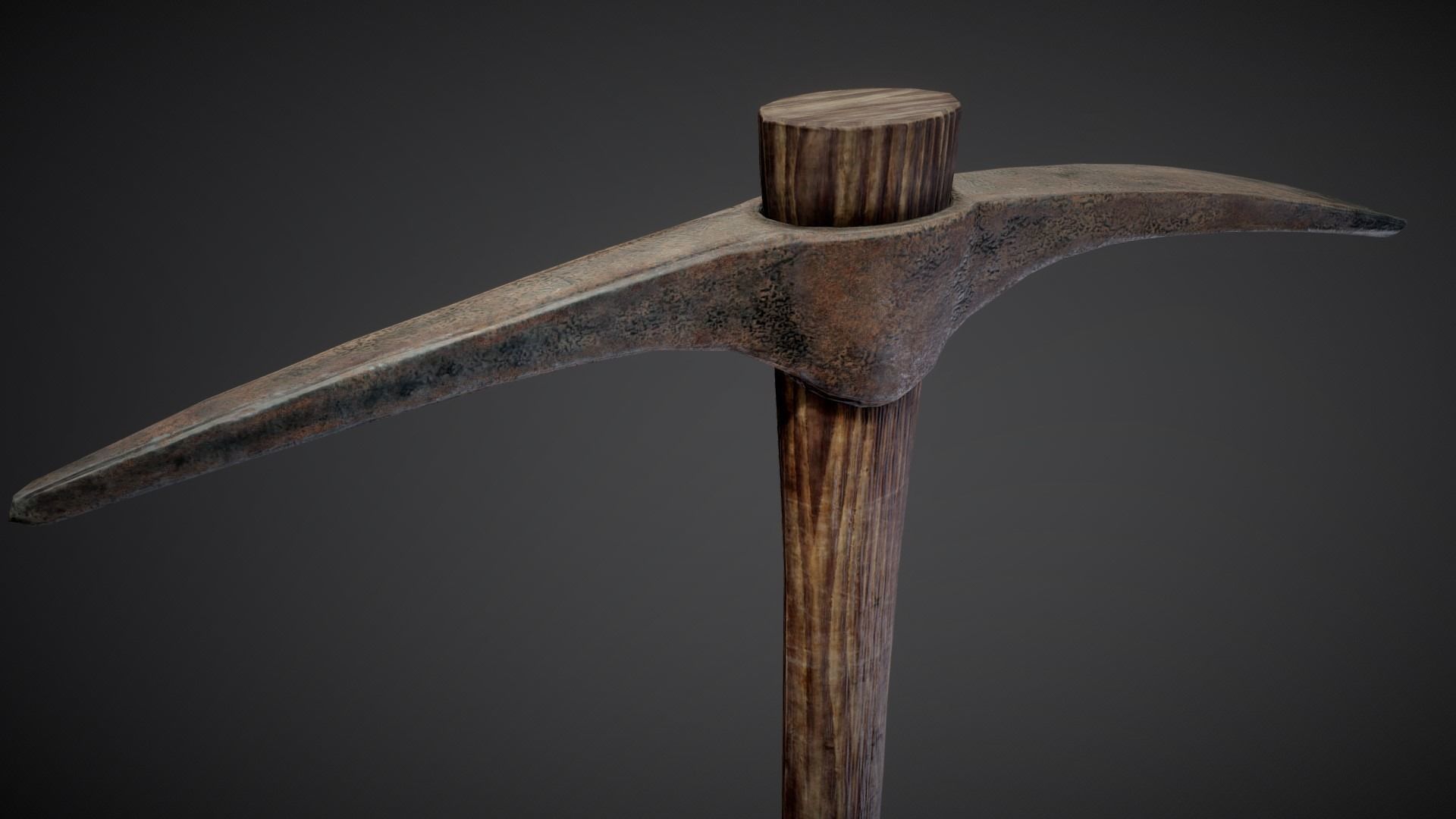 Worn Rusty Pickaxe Low-poly 3D model_2