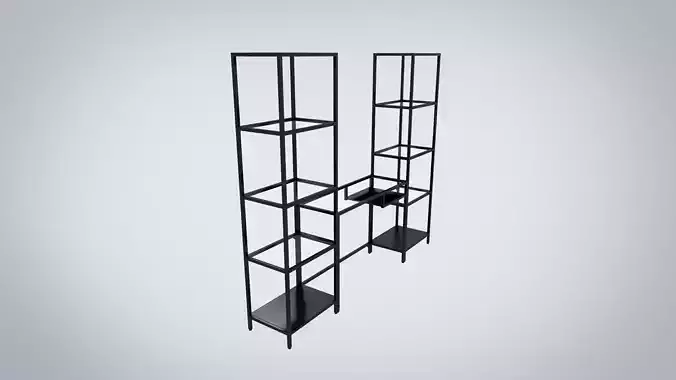 IKEA shelving unit with laptop table VITTSJO Low-poly 3D model