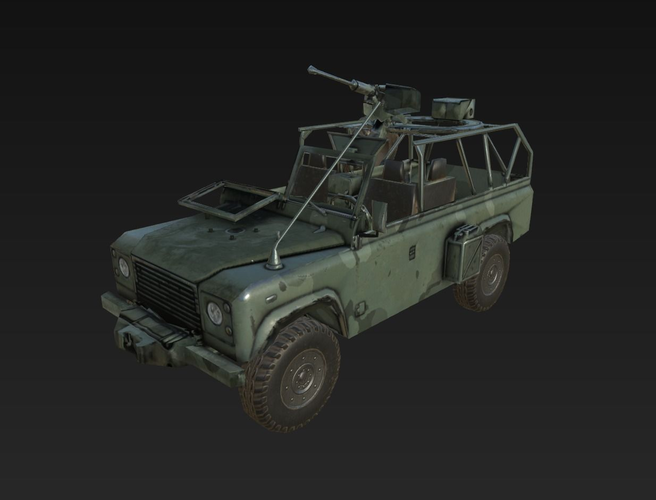 Military Land Rover Low-poly 3D model