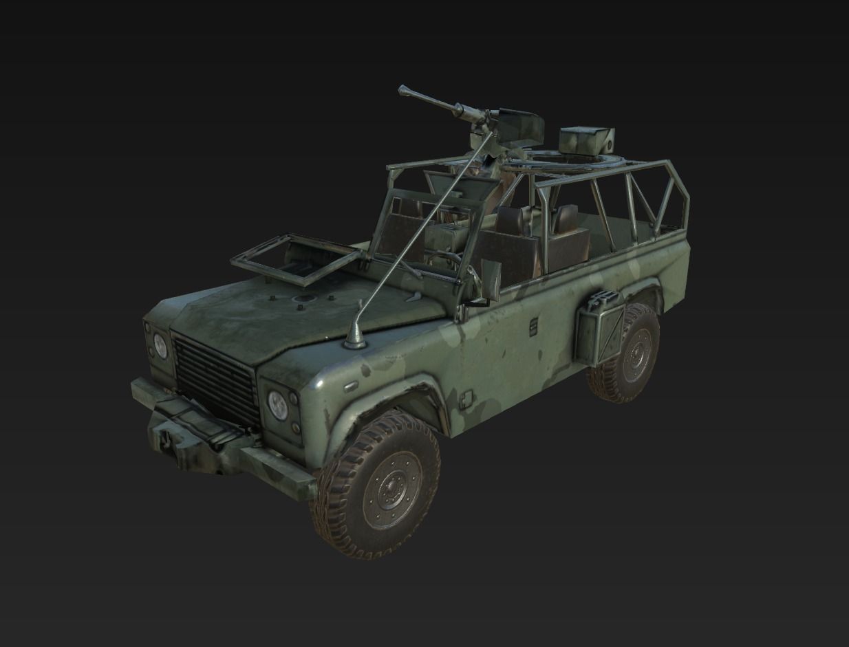 Military Land Rover Low-poly 3D model_0