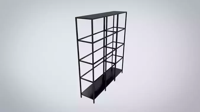 IKEA storage combination VITTSJO black metal with glass Low-poly 3D model