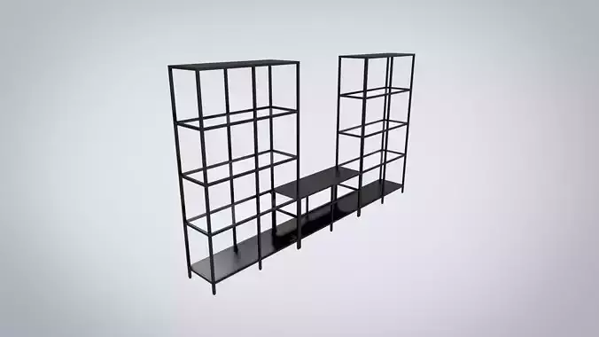 IKEA TV storage combination VITTSJO black metal with glass Low-poly 3D model