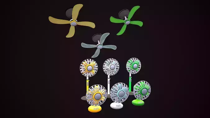 FAN PACK CARTOON STYLIZED 3D Model Collection