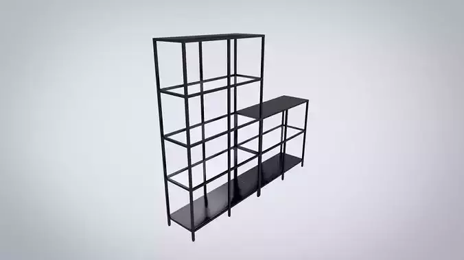IKEA storage combination VITTSJO black metal with glass Low-poly 3D model